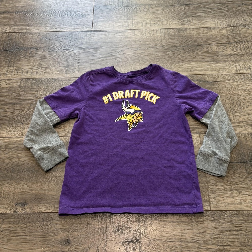 Minnesota Vikings Shirt Boys 5T Purple NFL Football NFL Team Apparel Draft Pick
